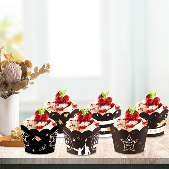 2025-2026 Graduation Cake Cup Graduation Party Decorations 3 Style Graduation Cake Decorations of 2025, Season Cupcake Liner 6pcs Cake Topper 6pcs Graduation Party Supplies Decoration Clearance