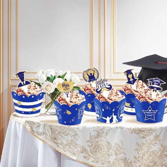 2025-2026 Graduation Cake Cup Graduation Party Decorations 3 Style Graduation Cake Decorations of 2025, Season Cupcake Liner 6pcs Cake Topper 6pcs Graduation Party Supplies Decoration Clearance