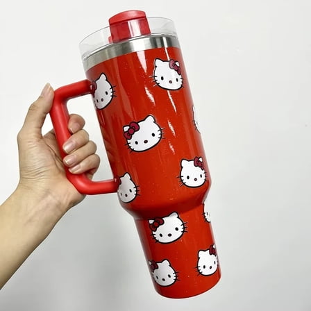 2025 2026 Hello Kitty Cartoon Stainless Steel Cup 40oz Large Capacity For Hot And Cold Drinks Christmas Gift