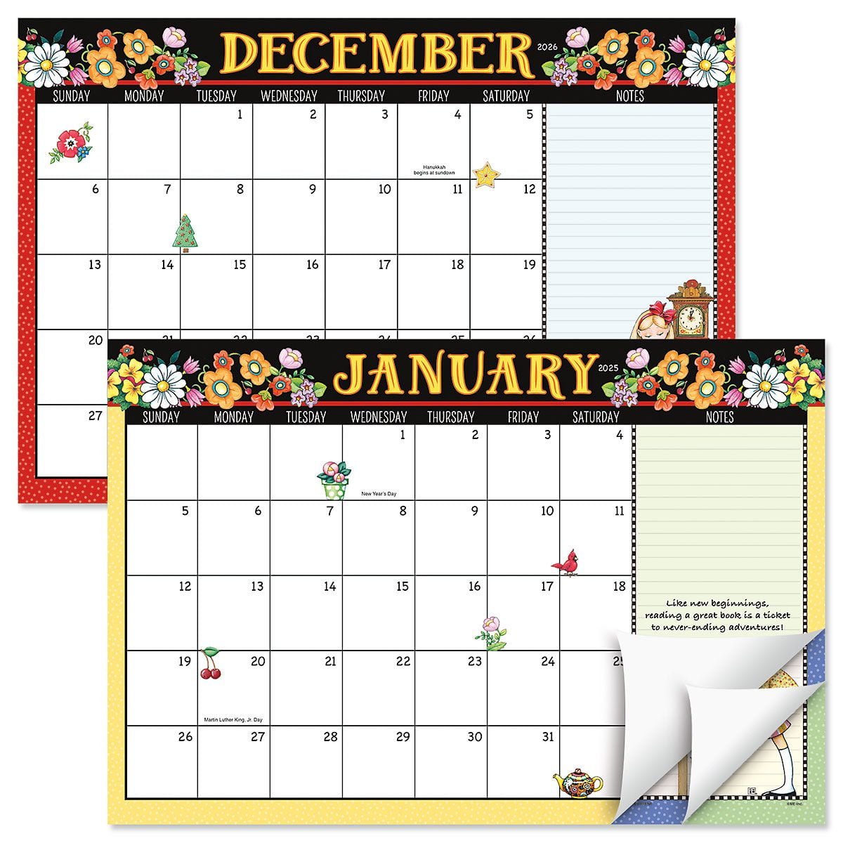 20252026 Mary Engelbreit® Desk Calendar Pad, 11Inch x 161/4Inch