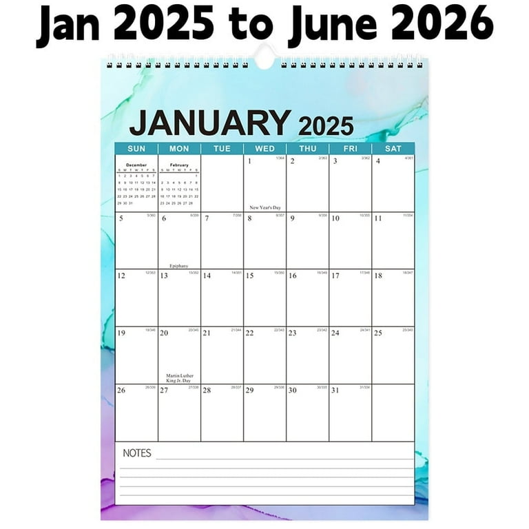 Wall Calendar, Jan 2025- June 2026 , Blocks and Julian Dates, 12 wall-calendar-jan-2025-june-2026-blocks-and-julian-dates-12-x-17-18-month-walmart-com