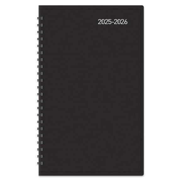 2025-2026 Office Depot Brand 14-Month Weekly/Monthly Academic Planner, 5" x 8", 30% Recycled, Black, July 2025 To August 2026
