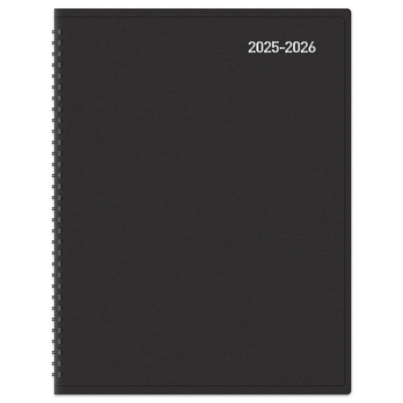 2025-2026 Office Depot Brand 18-Month Academic Planner, 9" x 11", 30% Recycled, Black, July 2025 To December 2026