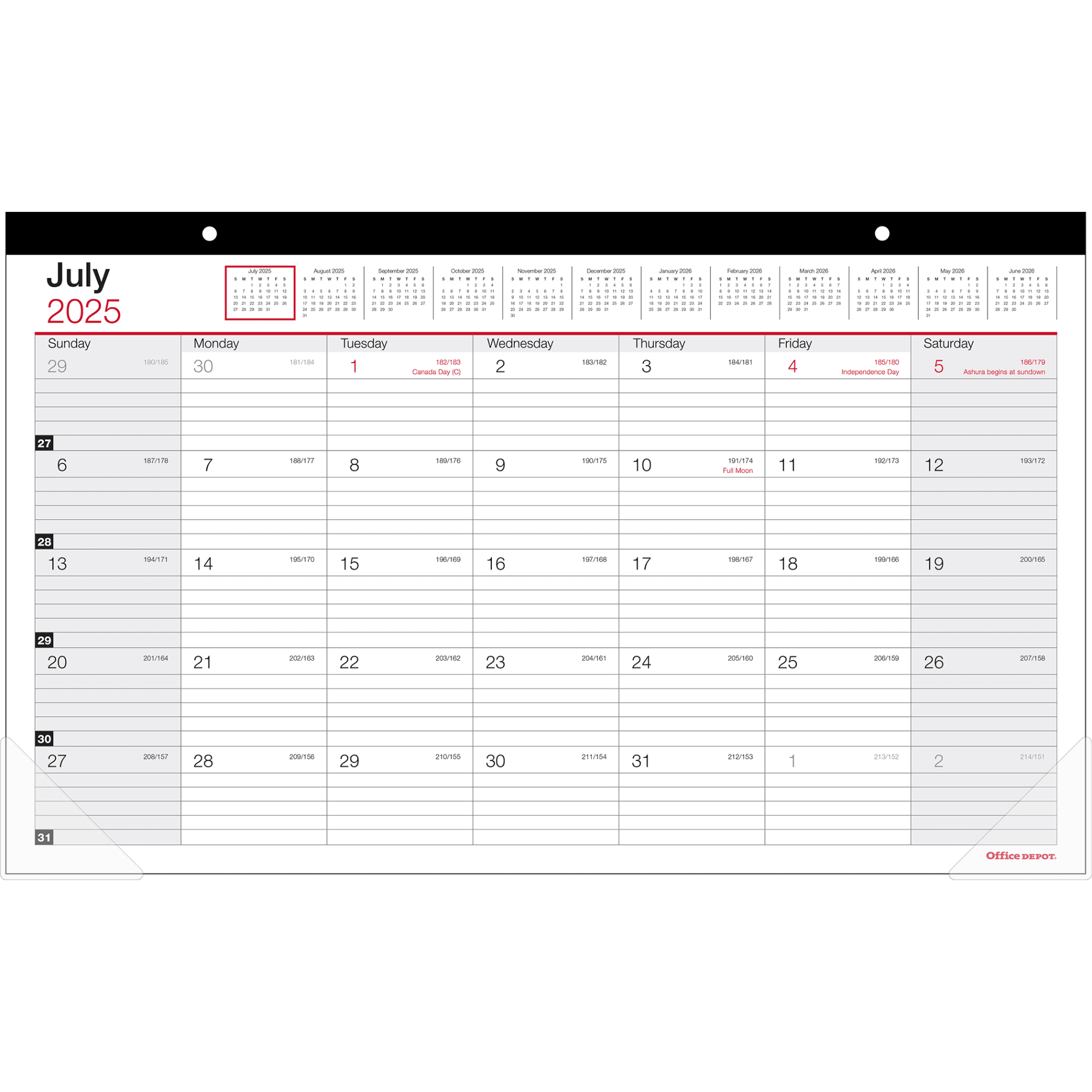 2025-2026 Office Depot Brand Monthly Academic Desk Calendar, 17-3/4" x 10-7/8", 30% Recycled, July 2025 To June 2026