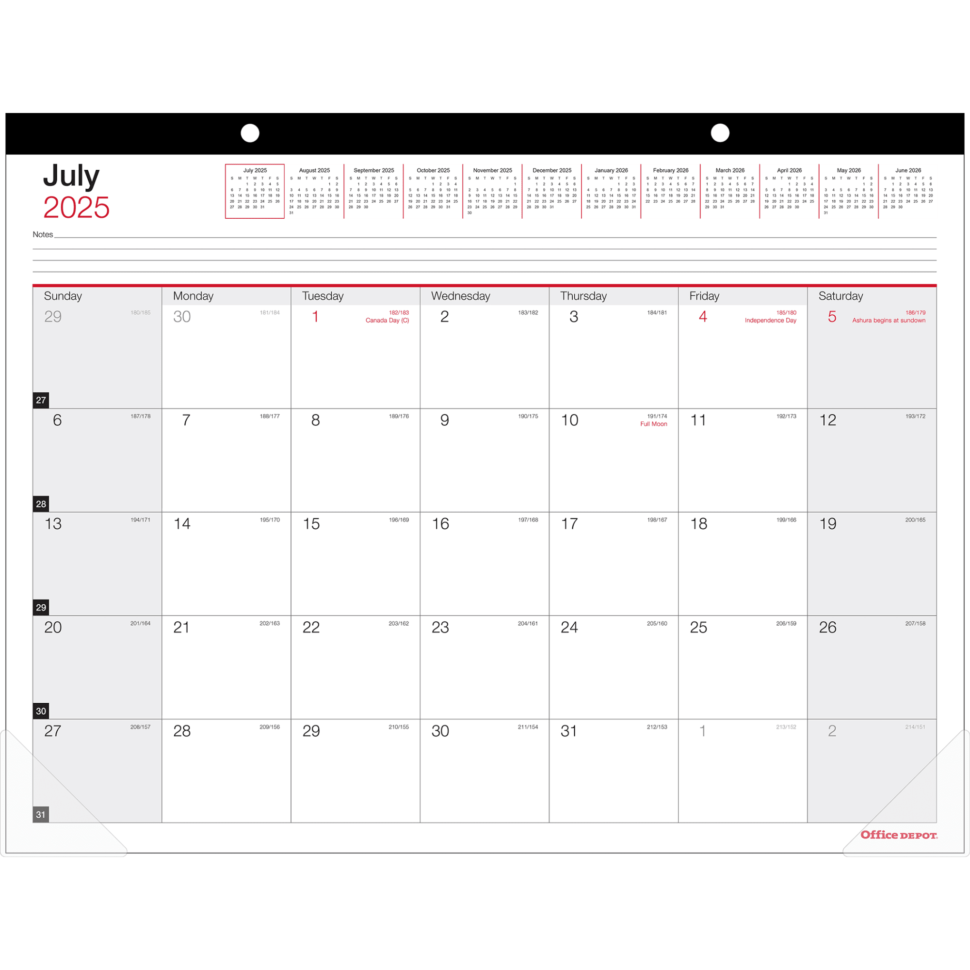2025-2026 Office Depot Brand Monthly Academic Desk Calendar, 22" x 17", 30% Recycled, July 2025 To June 2026