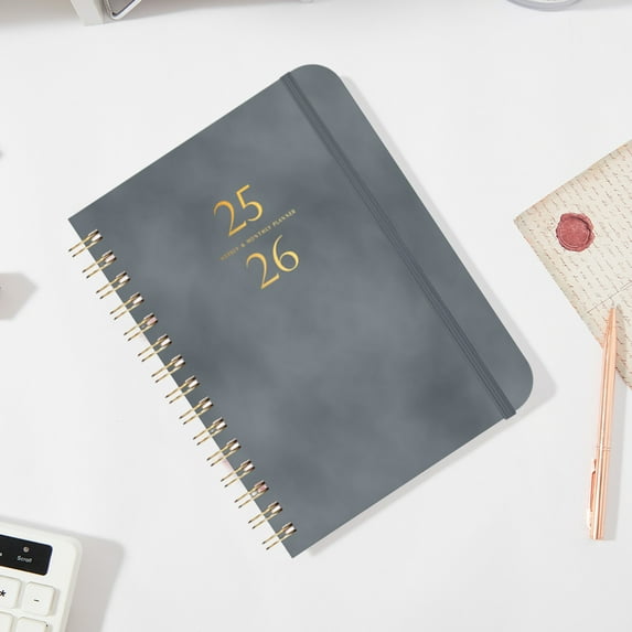 2025-2026 Planner, A5 Schedule Organizer with Date Notes, Faux Leather Cover, 140 Pages, Portable Planner for Work, School, Home, Loop Bound Journal