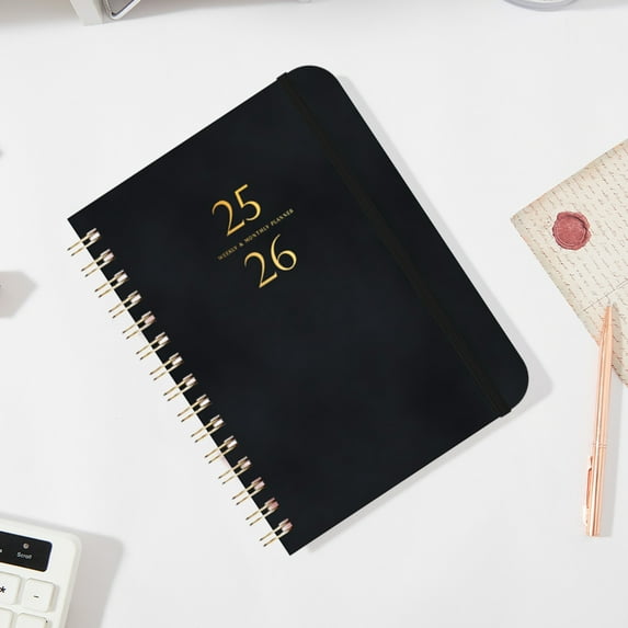 2025-2026 Planner, A5 Schedule Organizer with Date Notes, Faux Leather Cover, 140 Pages, Portable Planner for Work, School, Home, Loop Bound Journal