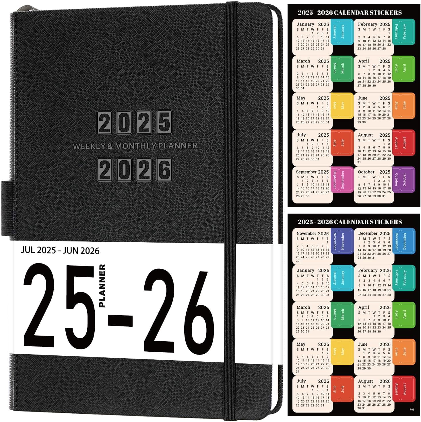 2025-2026 Planner - Academic Planner 2025-2026, 12-Months 2025-2026 Planner Weekly and Monthly, Jul. 2025 - Jun. 2026, 5.75" x 8.25", Saffiano Leather with Thick Paper, Back Pocket with 40 Notes