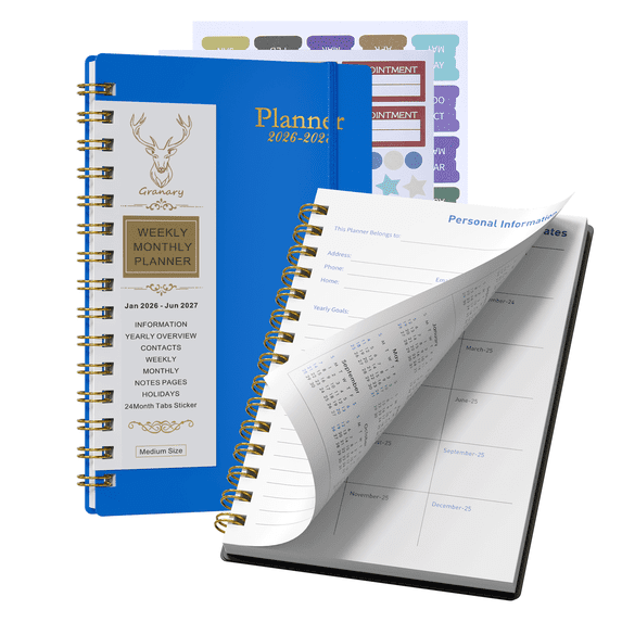 2026-2027 Planner - Academic Weekly & Monthly Planner 2026-2027 with Monthly Tabs, 5.6" x 8.2", Jan. 2026 - Jun. 2027, Flexible Cover, Wirebound Month Label