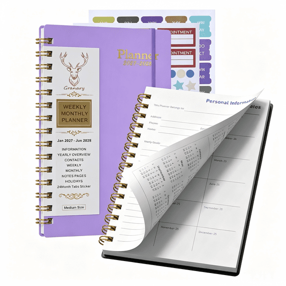 2027-2028 Planner - Academic Weekly & Monthly Planner 2027 with Monthly Tabs, 5.6" x 8.2", Jan. 2027 - Jun. 2028, Flexible Cover, School Supply