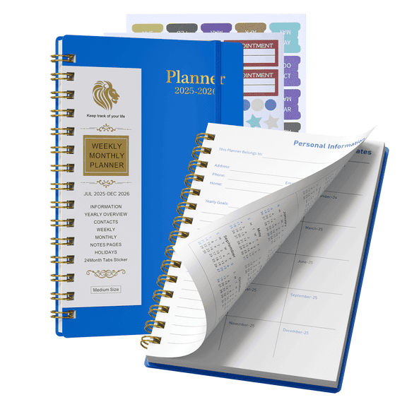 2025-2026 Planner - Academic Weekly & Monthly Planner 2025-2026 with Monthly Tabs, 5.6" x 8.2", Jul. 2025 - Dec. 2026, Flexible Cover, Wirebound Month Label