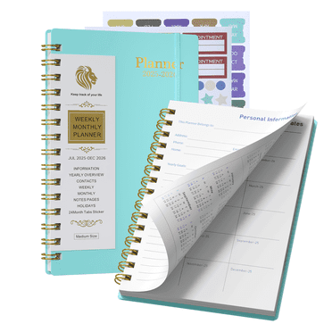 2025-2026 Planner - Academic Weekly & Monthly Planner 2025-2026 with Monthly Tabs, 5.6" x 8.2", Jul. 2025 - Dec. 2026, Flexible Cover, Wirebound Month Label