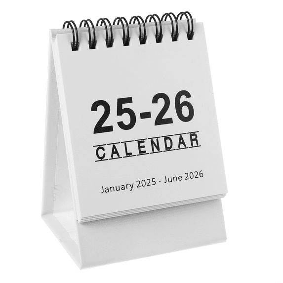 2025 -2026 Turn The Page Mini Desk Calendar Office Makeup Advent Paper Calendars (White)