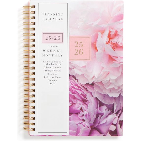 2025-2026 Weekly and Monthly Academic Year Planner Calendar, July 2025 - June 2026, 8.5" x 11", Flexible Cover, Wirebound, Laminated Tabs, Storage Pocket, Includes Stickers
