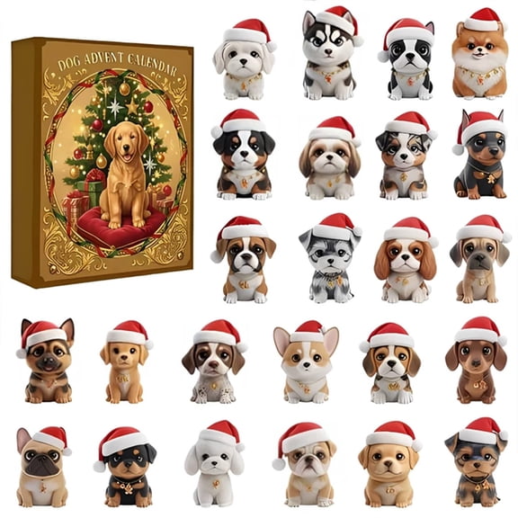 2025 24-Day Christmas Dog Advent Calendar - Puppy Surprise Blind Box, 2D Acrylic Festive Countdown for Ki dsï¼ Christmas Present