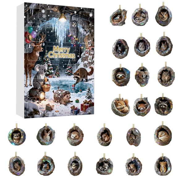 2025 24 Day Cute Animal Countdown Calendar Theme Ornament for Animal Enthusiasts Holiday Gift