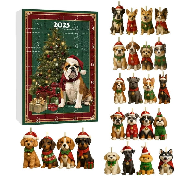 2025 24 Days Surprises Countdown Calendar With 24pcs Puppy Figures, Statues Advent Calendars Animals Xmas Holiday Cute Timer, Digital Visual Timers for Kids with Classroom Timers, for Teachers Sleep