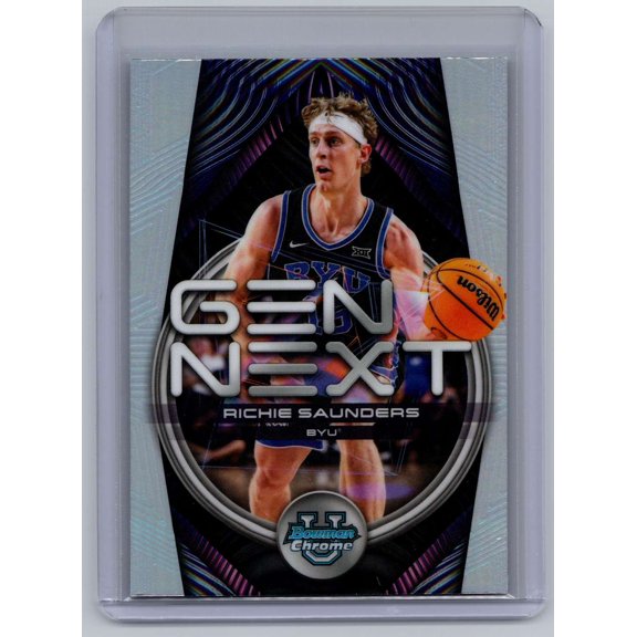 2025-26 Bowman University Gen Next Refractor Richie Saunders #GN-23 BYU Cougars Basketball Card BYU Cougars NCAA Basketball Trading Card