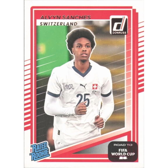 2025-26 DONRUSS ROAD TO WORLD CUP RATED ROOKIES #247 ALVYN SANCHES RATED ROOKIE SWITZERLAND