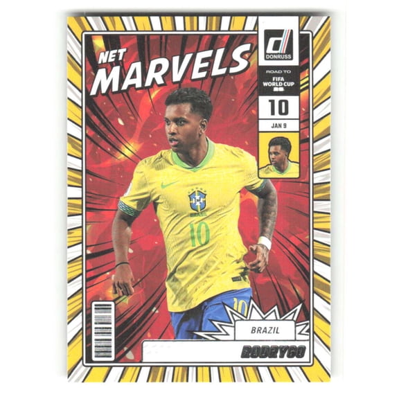 2025-26 Donruss Road to FIFA World Cup Net Marvels Silver #5 Rodrygo Brazil  Soccer Futbol Trading Card