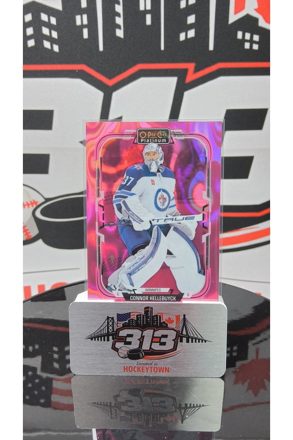 2025-26 O-Pee-Chee OPC Platinum Connor Hellebuyck #35 Pink Magma