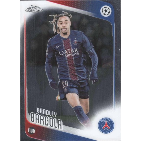 2025-26 TOPPS CHROME UEFA CLUB COMPETITIONS #63 BRADLEY BARCOLA PARIS SAINT-GERMAIN