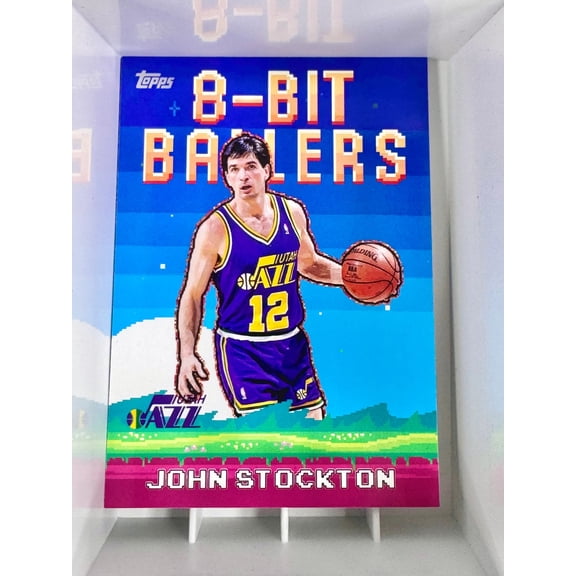 2025-26 Topps Basketball 8-Bit Ballers John Stockton Utah Jazz Basketball Card Utah Jazz NBA Basketball Trading Card