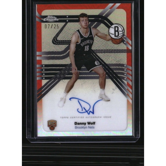 2025-26 Topps Chrome Basketball Card Danny Wolf Next Stop Signatures Orange Refractor NS-DW