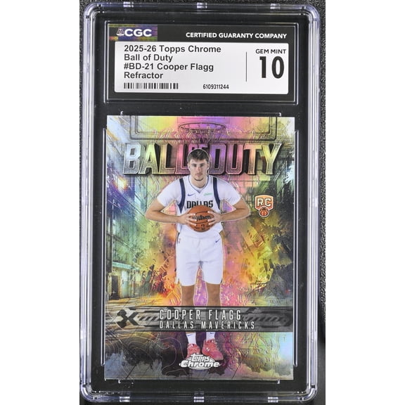 Graded 2025-26 Topps Chrome Cooper Flagg Dallas Mavericks #BD-21 Ball of Duty Refractor CGC 10 Basketball Card