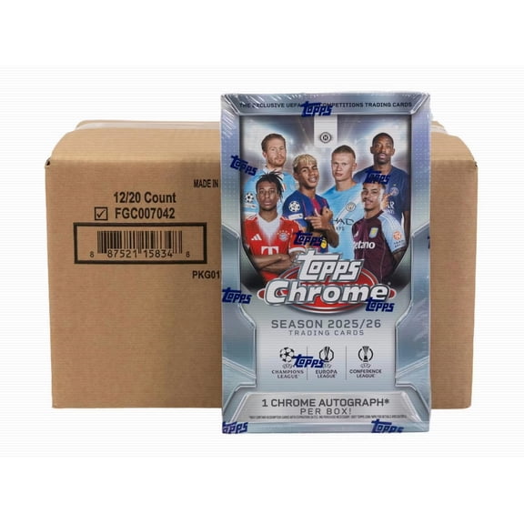 2025-26 Topps Chrome UEFA Club Competitions Soccer Hobby 12-Box Case