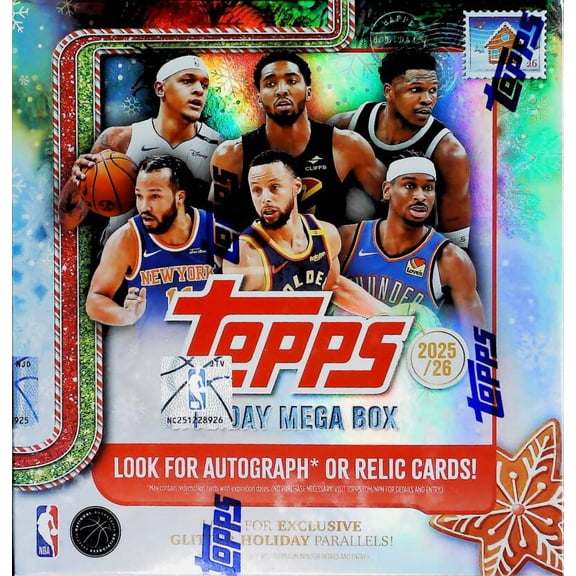 2025-26 Topps Holiday Basketball Factory Sealed Mega Box 10 Packs