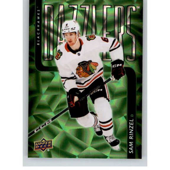 2025-26 Upper Deck Dazzlers Green #DZ-75 Sam Rinzel RC Rookie Chicago Blackhawks Series 2 NHL Hockey Trading Card