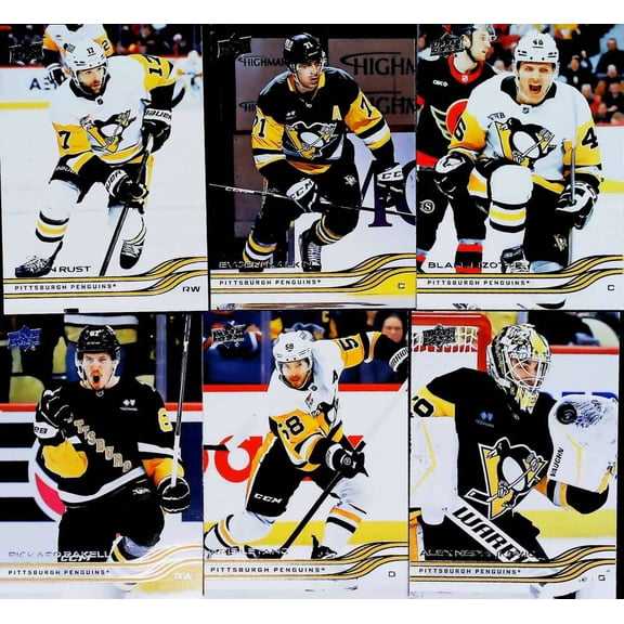 2025-26 Upper Deck Series 1 Pittsburgh Penguins Base No SP Team Set of 6 Cards (All Cards Are Shown in Photo) All Cards Pack Fresh, Hand Collated, Ne