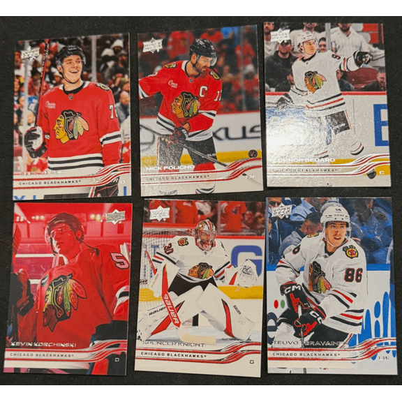 2025-26 Upper Deck Series 2 Chicago Blackhawks Base Veteran Team Set  (See Scan for all players included) All Cards Pack Fresh, Hand Collated, Near Mi