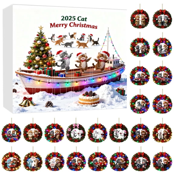 2025 2D Adorable Cat Ornament 24 2D Flat Cats Printed On Both Sides Realistic Cat And Greetings Extra Large Countdown Clock Kitchen Timer Digital Rechargeable Study Timer Antique Traffic Light Signal