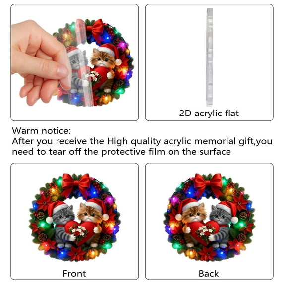 Countdown Sets 2025 2D Adorable Wreath Cat Ornament Advent Calendar Featuring Realistic -Sided Printed Cats and Heartfelt Greetings