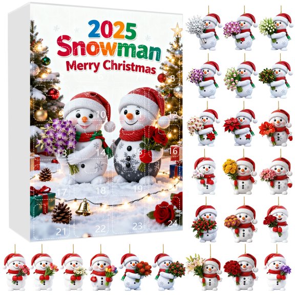 2025 2D Snowman And Acrylic Hanging 24 2D Flat Snowmen Holding Double Printed Realistic Pattern. 25 Days of Countdown for Cats Cooking Timers for Kitchen Dog 25 Days of Countdown for Sand Timers for