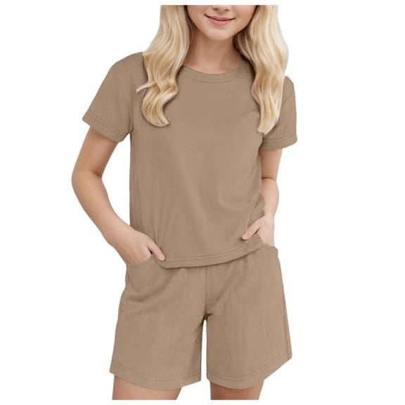 2025 3-11Y Toddler Boy Girls Summer Outfits Color Block Running Sport Quick Dry Tracksuit Solid 2-Piece Short Sleeve T-Shirt & Shorts Toddler Golf Outfit Girl 2T