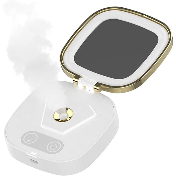 2025  3-in-1 Portable Facial Steamer - Nano Ionic Warm Mist with LED Mirror for Spa-Quality Skin Hydration(White)