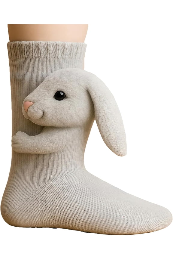 2025 3D Knit Animal Socks, Handmade Animal Christmas Sock, Winter Warm Thick Funny Animals Socks, 3D Knit Animals Sock Christmas (Rabbit)