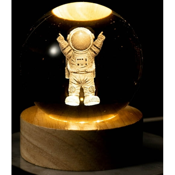2025 3D Laser Engraved Crystal Ball,Animal Figurine Decor Glass Sphere Lamp Night Light,Statue Gifts for Men Women Kidsastronaut