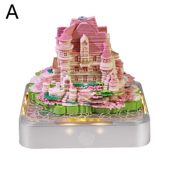 2025 3D Sticky Notes Artistic Notepad 3D Sky Castle Garden with Calendar Model Desktop Paper Carving Decoration