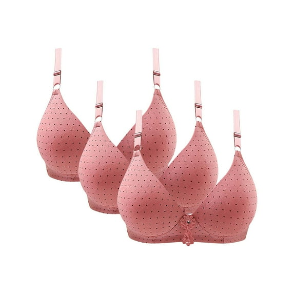 2025 3Pcs Womens Plus Size Wire-Free Bra Breathable Stretch Underwear Push Up Bra No Underwire Supportive Comfortable Bra Convenient Cotton Everyday Bras Sports Bras Multipack Rose Gold Xl