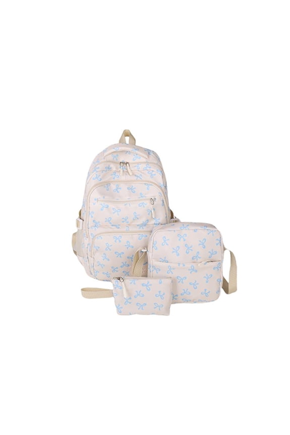 2025 3pcs Bow Backpack Bags Set,Cute Kawaii Backpack Set Aesthetic Daypack Bow Rucksack with Built-in Organizer (Blue)