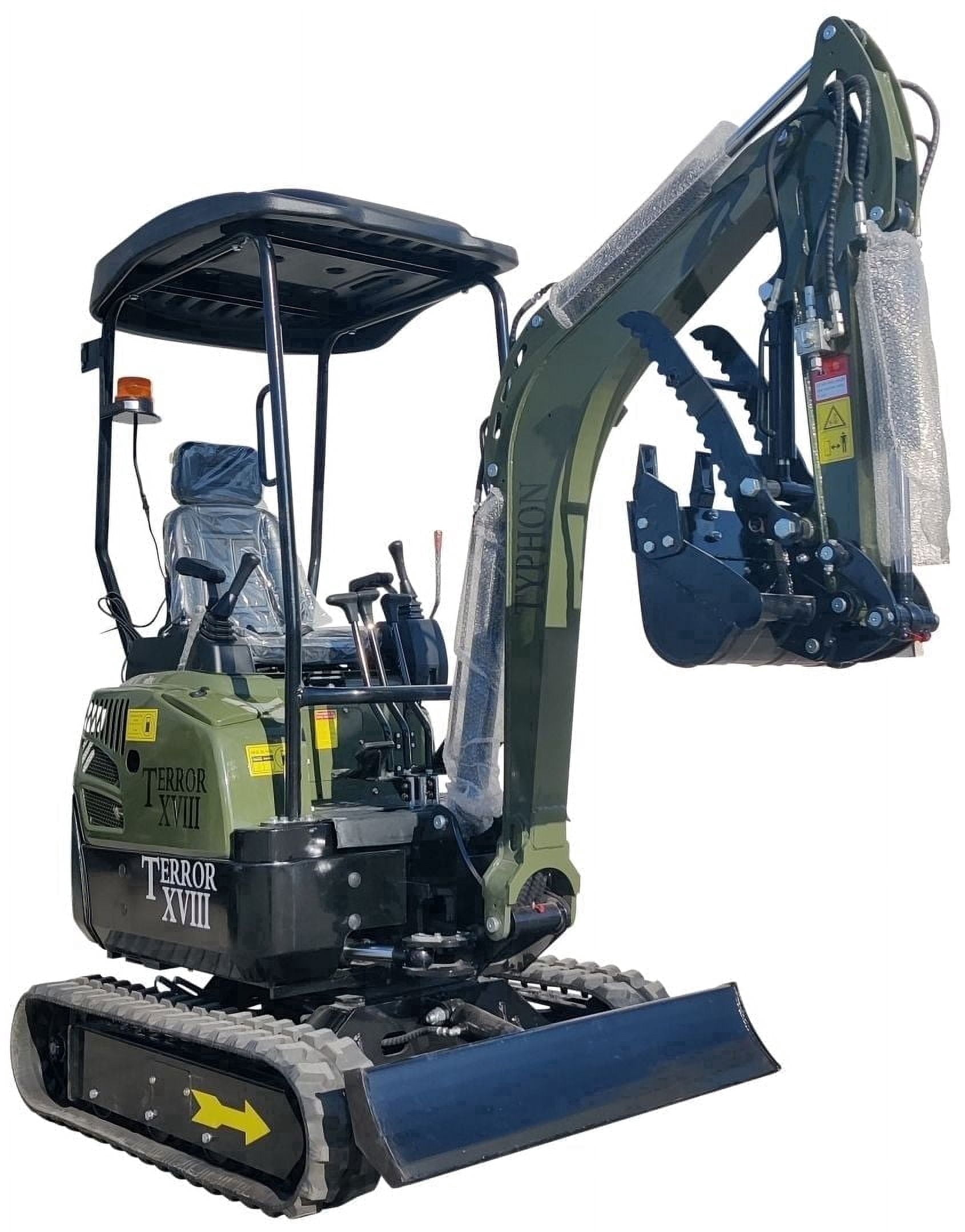 TYPHON Terror XVIII Mini Excavator, 4,000 lb Rubber Track, Kubota