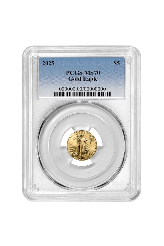 2025 $5 American Gold Eagle 1/10 oz PCGS MS70 Blue Label