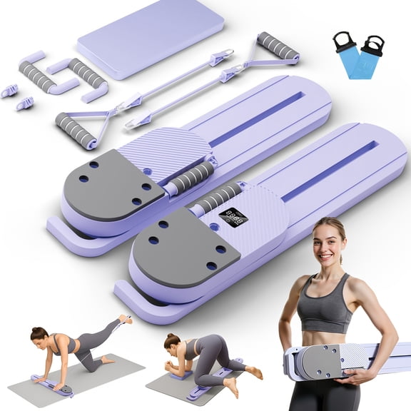 2025 5-in-1 Multifunctional Pilates Reformer Board & Ab Trainer - Foldable Portable for home Gym Equipment with Adjustable Resistance System, Core Workouts, Upper/Lower Abs, Back & Glutes Training
