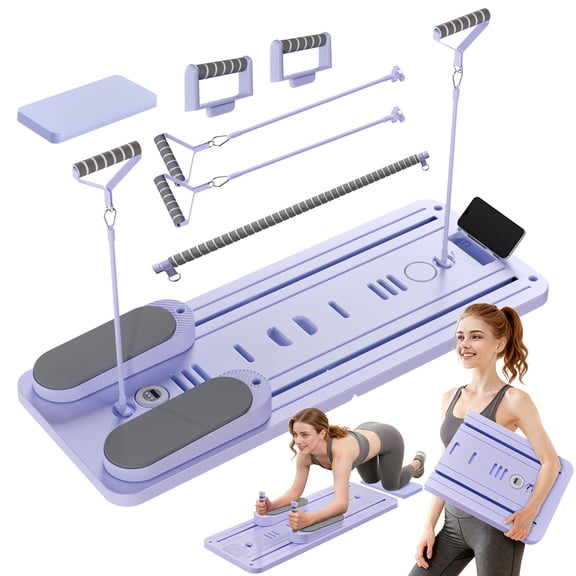2025 5-in-1 Multifunctional Pilates Reformer Board & Ab Trainer - Foldable Portable for home Gym Equipment with Adjustable Resistance System, Core Workouts, Upper/Lower Abs, Back & Glutes Training