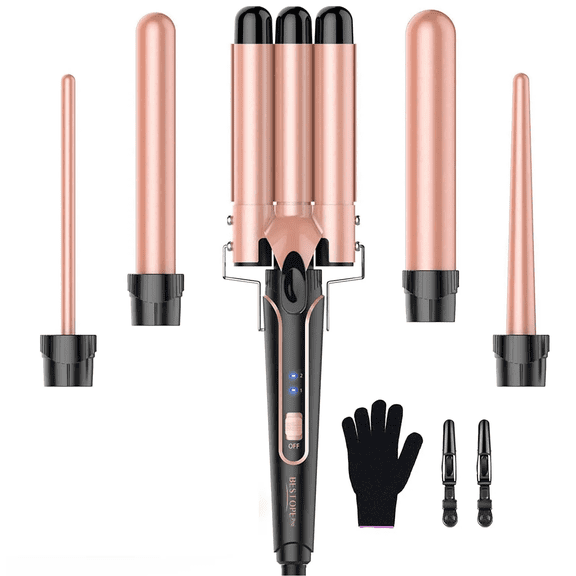2025 5-in-1 Professional Hair Curling Iron Set – 3 Interchangeable Ceramic Barrels & Styling Wand