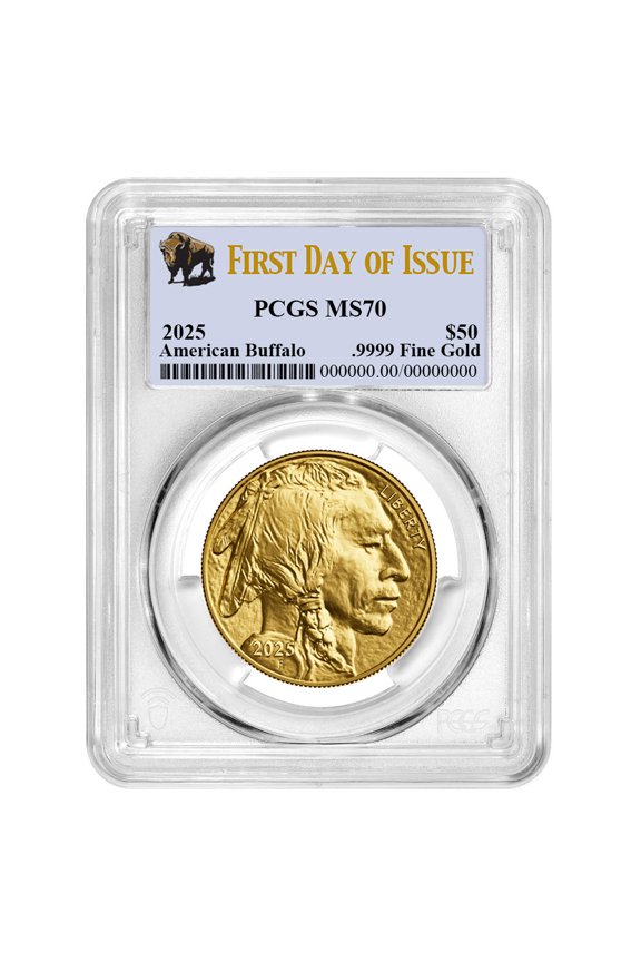 2025 $50 American Gold Buffalo PCGS MS70 FDOI Buffalo Label